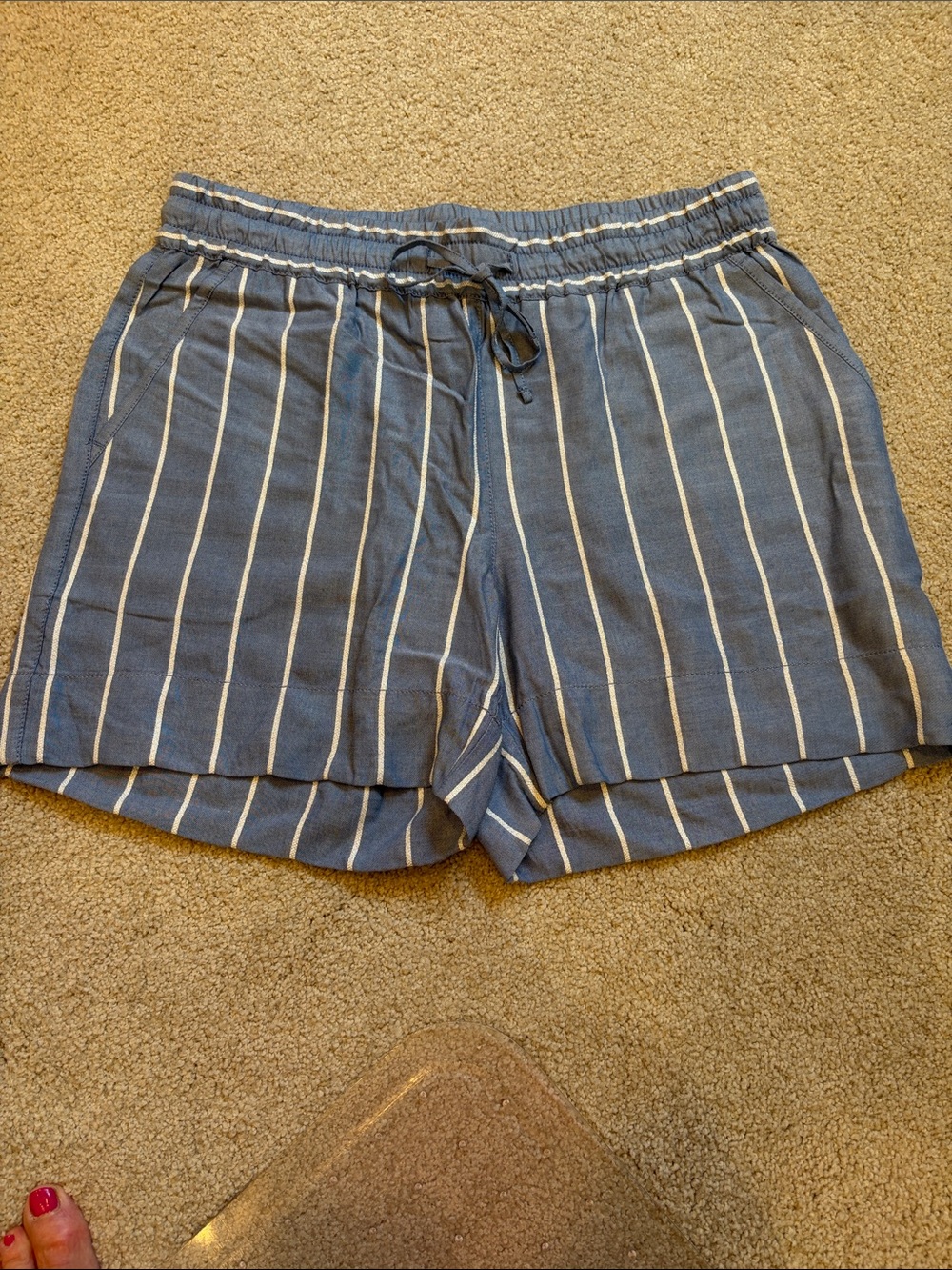 Tommy Bahama Navy and White Vertical-Stripe Athletic Shorts
